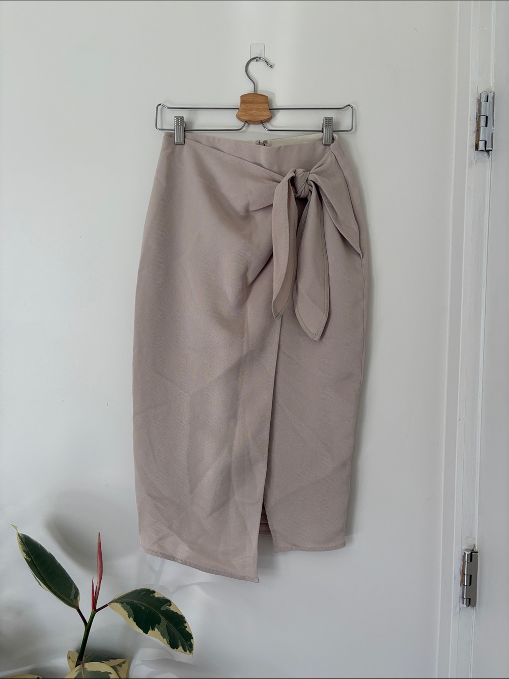 Babaton Wrap Pencil Skirt in Light Taupe